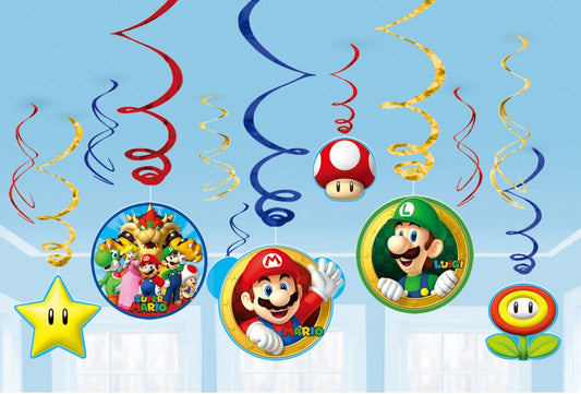 Super Mario Mushroom World 12 daļu lentīšu dekorāciju komplekts