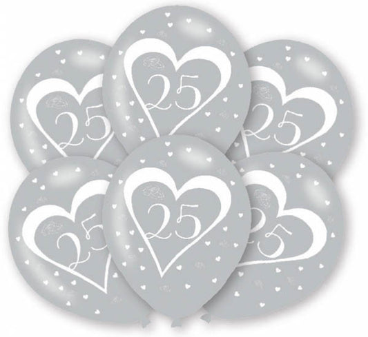 Jubilejas sudraba 25. gadadienas balons, 6 gab. baloni 11 collas (27,5 cm)