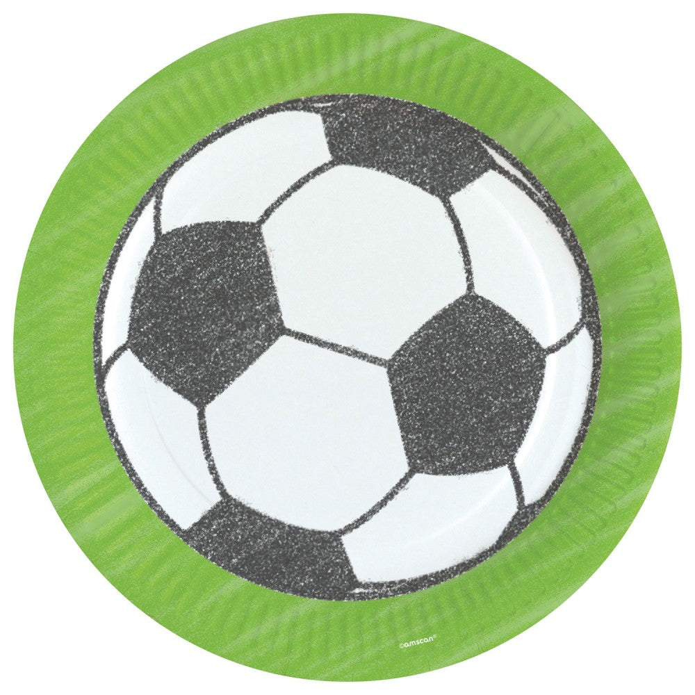 Futbola sitienu ballītes papīra šķīvji 8 gab. 23 cm
