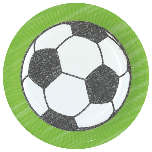 Futbola sitienu ballītes papīra šķīvji 8 gab. 23 cm