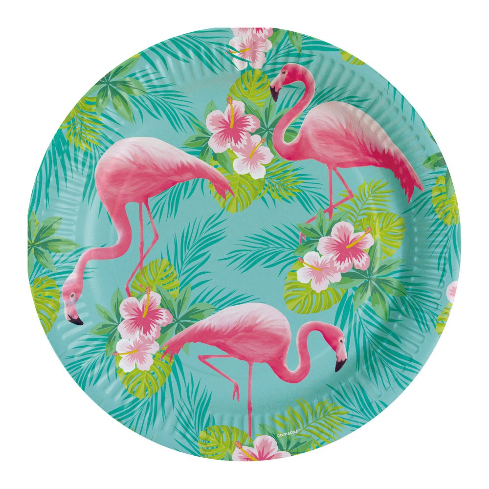 Flamingo rozā papīra šķīvji 8 gab. 23 cm