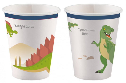 Dinozaura priecīgie papīra krūzītes 8 gab. 250 ml