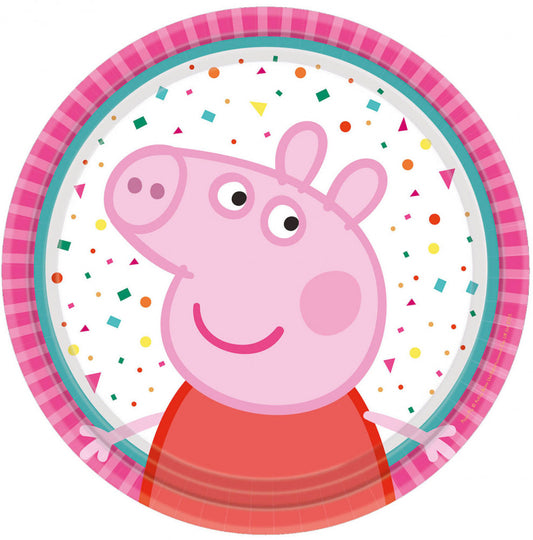 Peppa Pig konfeti papīra šķīvji 8 gab. 18 cm