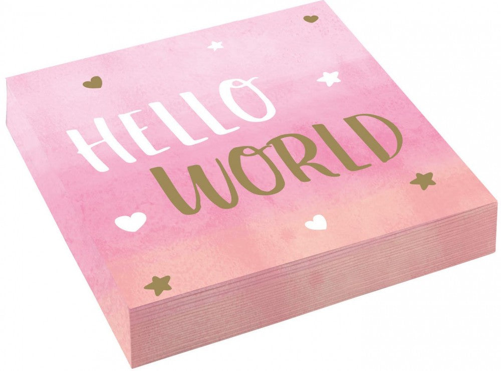 Salvetes "Hello World Girl", 16 gab. iepakojumā, 33x33 cm