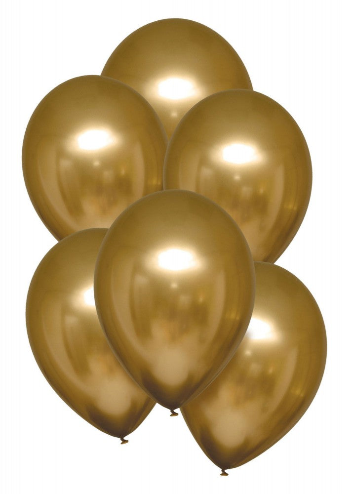 Satīna zelta baloni, 6 gab. 11 collas (27,5 cm)