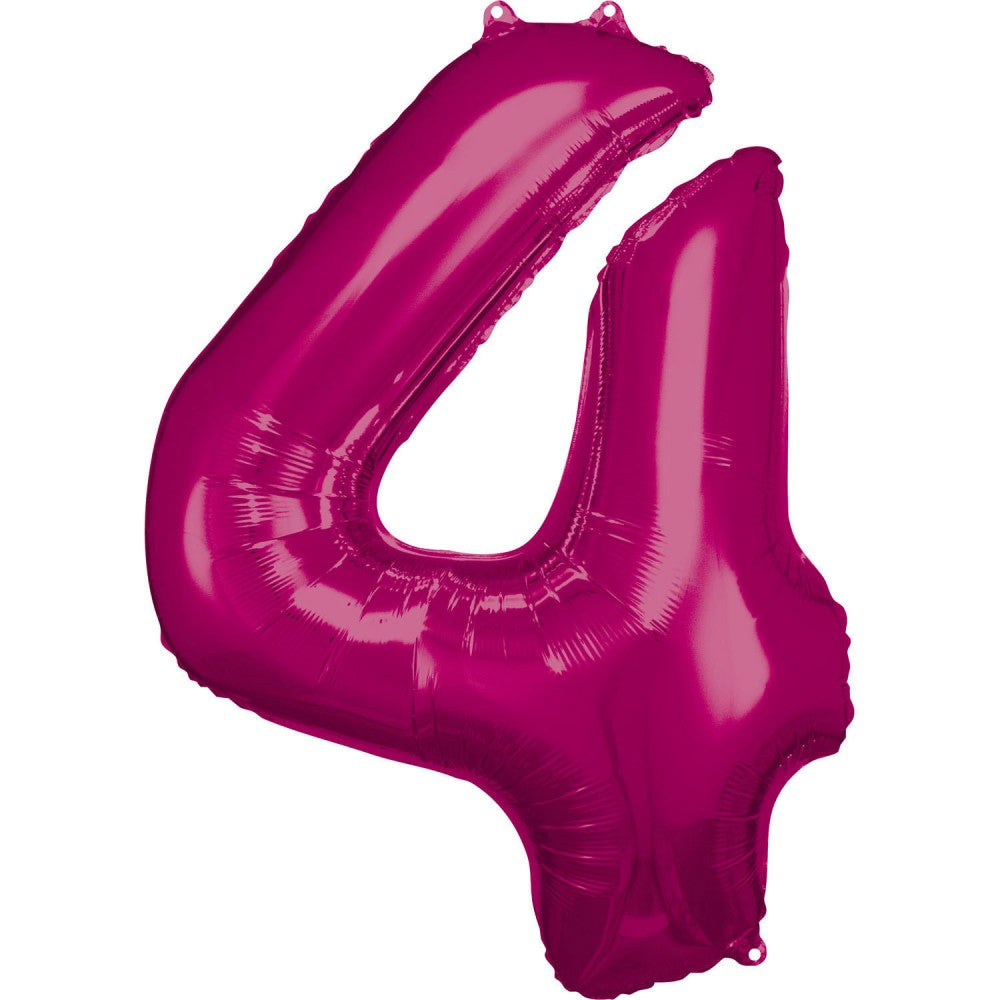 Milzu folijas balons "Cipars 4", rozā, 88*66 cm