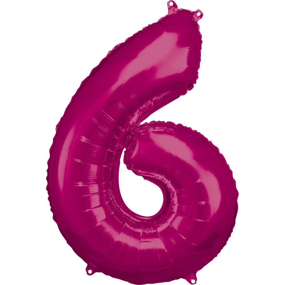 Folijas balons "Rozā cipari" ar 6 zīmēm, 88*55 cm