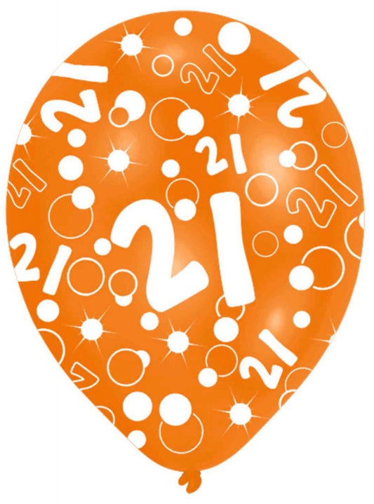 Oranži "Daudz laimes dzimšanas dienā" baloni, 6 gab., 11 collas (27,5 cm)