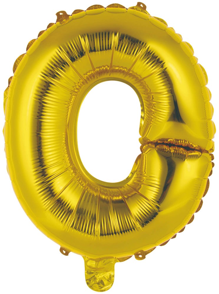 Folijas balons, 45 cm, zeltains, burts O, skaitlis