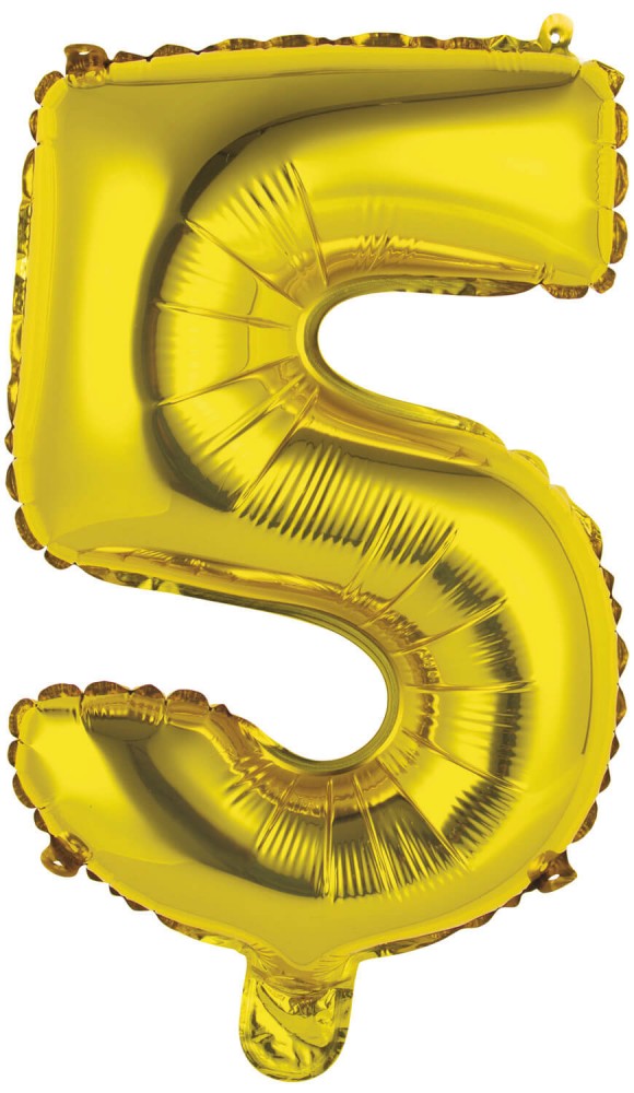 Folijas balons "Cipars zelts", 46 cm, zelta krāsā, skaitlis 5