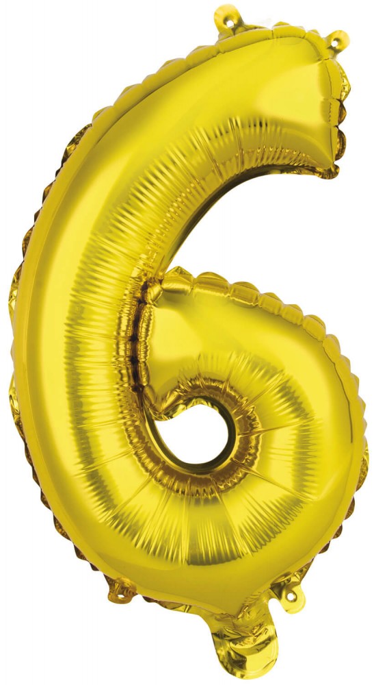 Folijas balons "Cipars zelts", 45 cm, zelta krāsā, skaitlis 6