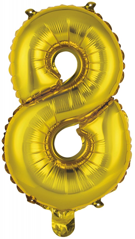 Zelta krāsas folijas balons "Cipars 8", 46 cm