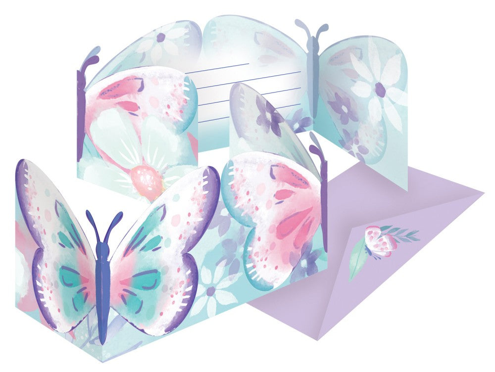Butterfly Flutter ballītes ielūgumu komplekts (8 gab.)