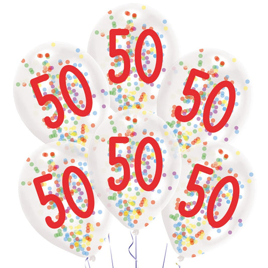 Daudz laimes dzimšanas dienā Baloni, pildīti ar 50 konfeti, 6 gab., 11 collas (27,5 cm)