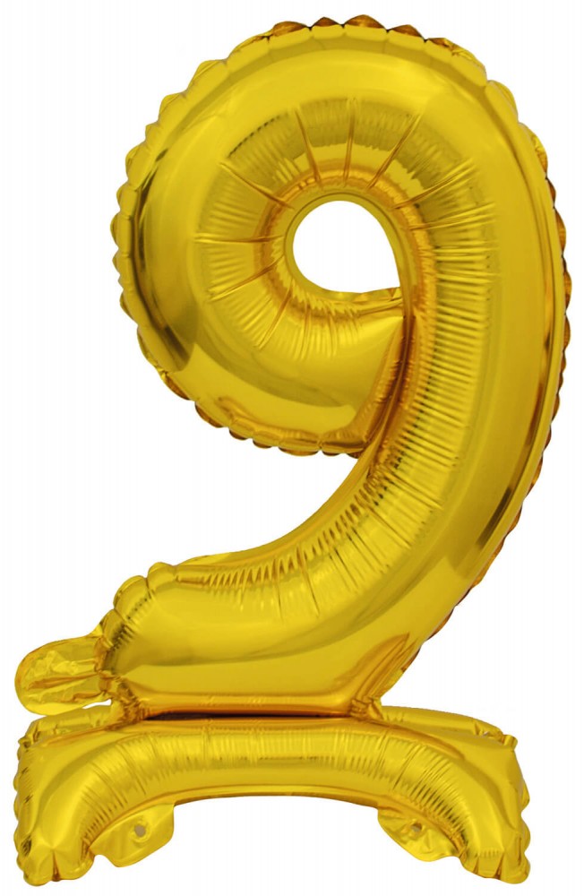Zeltains skaitlis, zelta mini folijas balons ar pamatni 38 cm