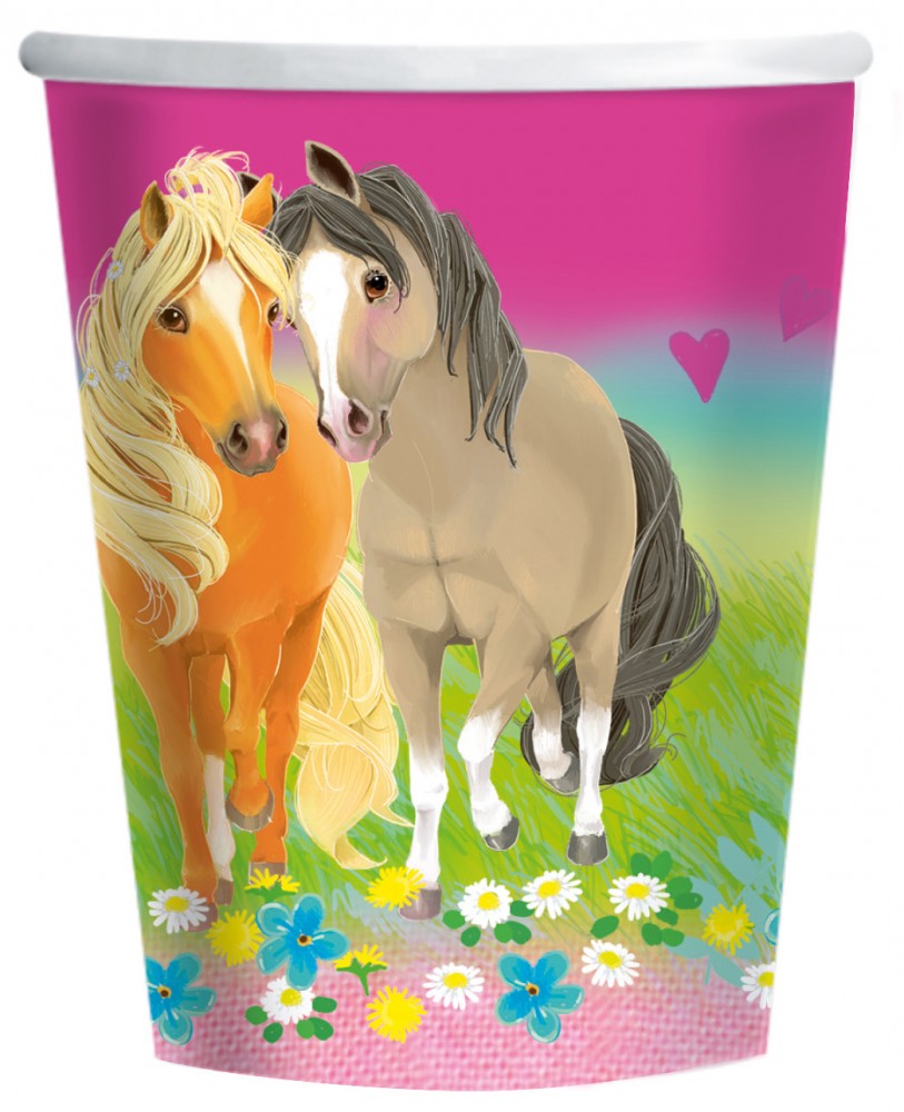 Horses Pretty Pony papīra krūzīšu komplekts, 8 gab. - 250 ml
