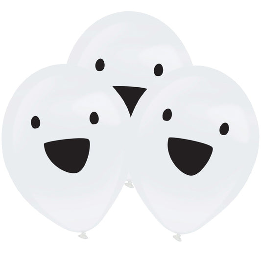Helovīna baltie spoku LED baloni, 4 gab. 11 collas (27,5 cm)
