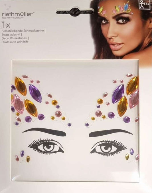 Ballītes sejas tetovējums ar pašlīmējošiem rhinestones akmentiņiem
