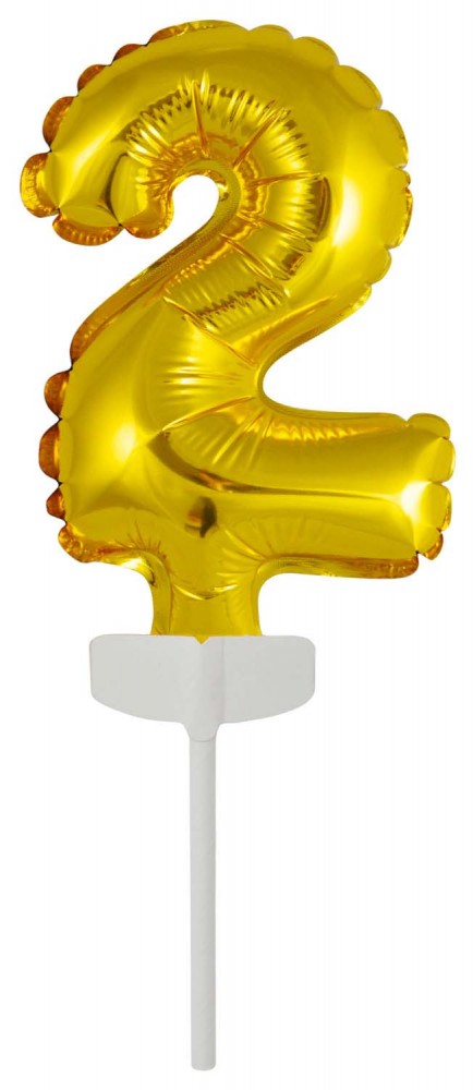 Folijas balons kūkai "Cipars Zelts", "Cipars 2", 13 cm