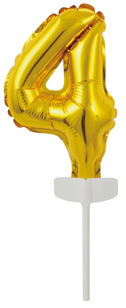 Folijas balons kūkai "Cipars Zelts", "Cipars 4", 13 cm