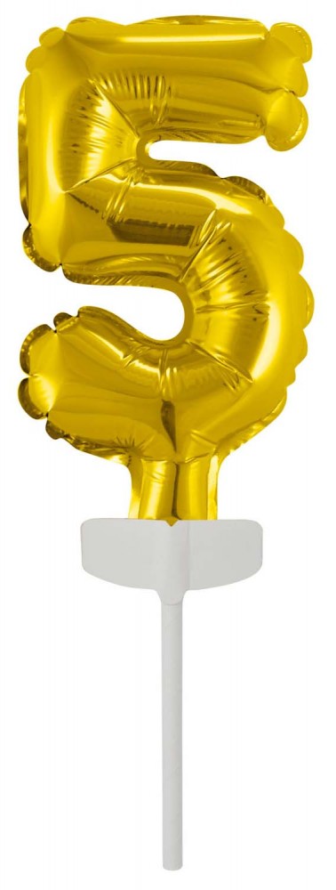 Folijas balons kūkai "Cipars Zelts", "Cipars 5", 13 cm