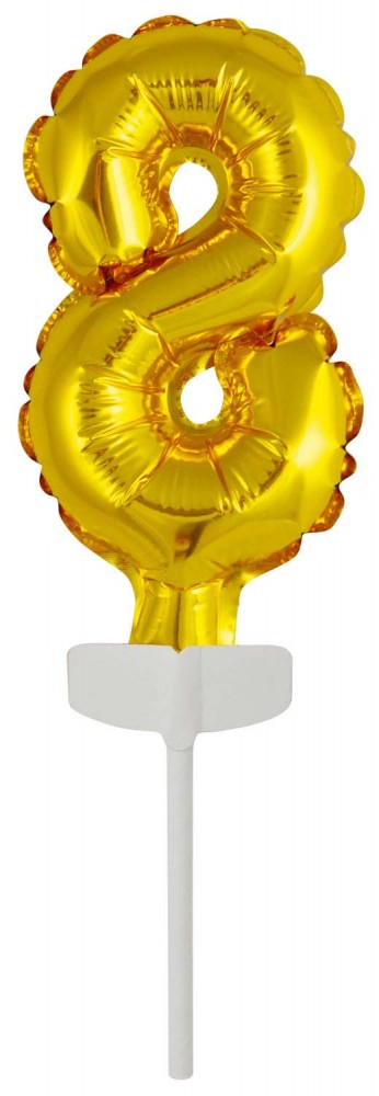 Folijas balons kūkai "Cipari Zelta 8" 13 cm