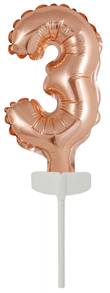 Folijas balons "Cipars 3" kūkai, 13 cm, zelta krāsā