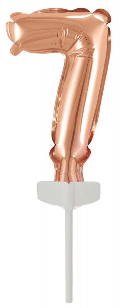 Folijas balons kūkai "Cipars 7", 13 cm, rozā zelta krāsā