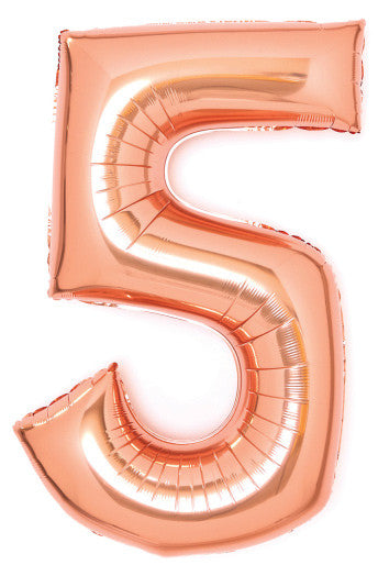 Folijas balons "Cipars 5" rozā zelta krāsā, 66 cm