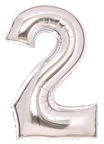Folijas balons "Cipars sudrabs", 66 cm, skaitlis 2