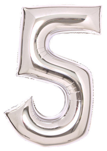 Sudraba krāsas folijas balons "Cipars sudrabs", 66 cm