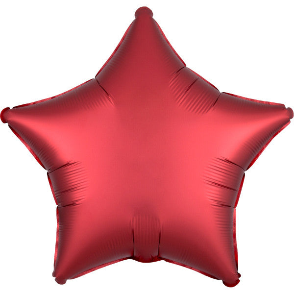 Satīna zīda tumši sarkans zvaigžņu folijas balons 48 cm