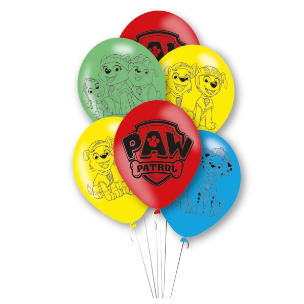 Ķepu patruļas krāsainie baloni "Ķepu patruļa", 6 daļu komplekts, 11 collas (27,5 cm)
