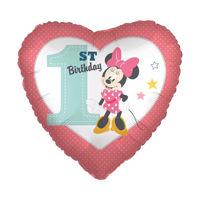 Disney Minnijas sirds formas pirmās dzimšanas dienas folijas balons 43 cm