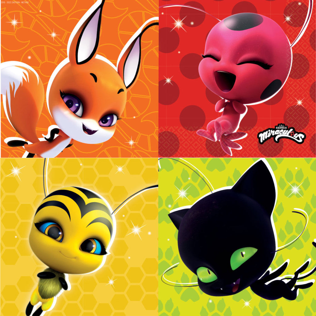 Miraculous Ladybug Kwami salvetes 16 gab. 33x33 cm