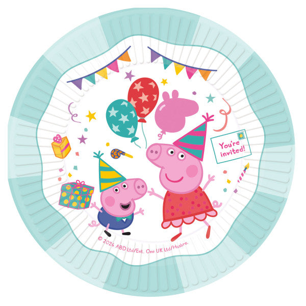 Peppa Pig svētku papīra šķīvju komplekts, 8 gabali, 23 cm