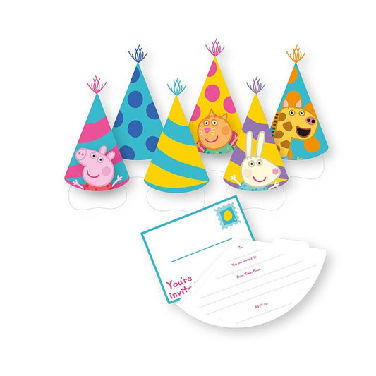 Peppa Pig svinību ballītes ielūgumu komplekts, 6 gab.