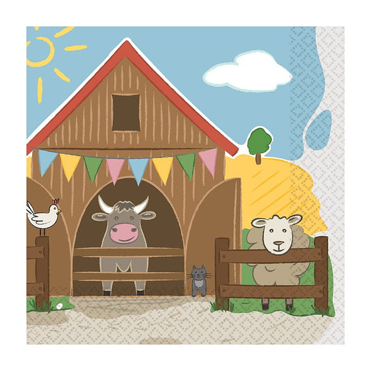 "Farm Party" salvešu komplekts, 16 gab., 33x33 cm
