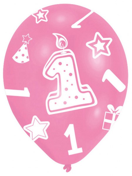 Pirmās dzimšanas dienas rozā balons, 6 gabali, 11 collas (27,5 cm)