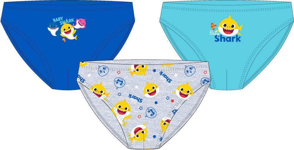 Baby Shark bērnu apakšveļa, 3 gab. iepakojumā
