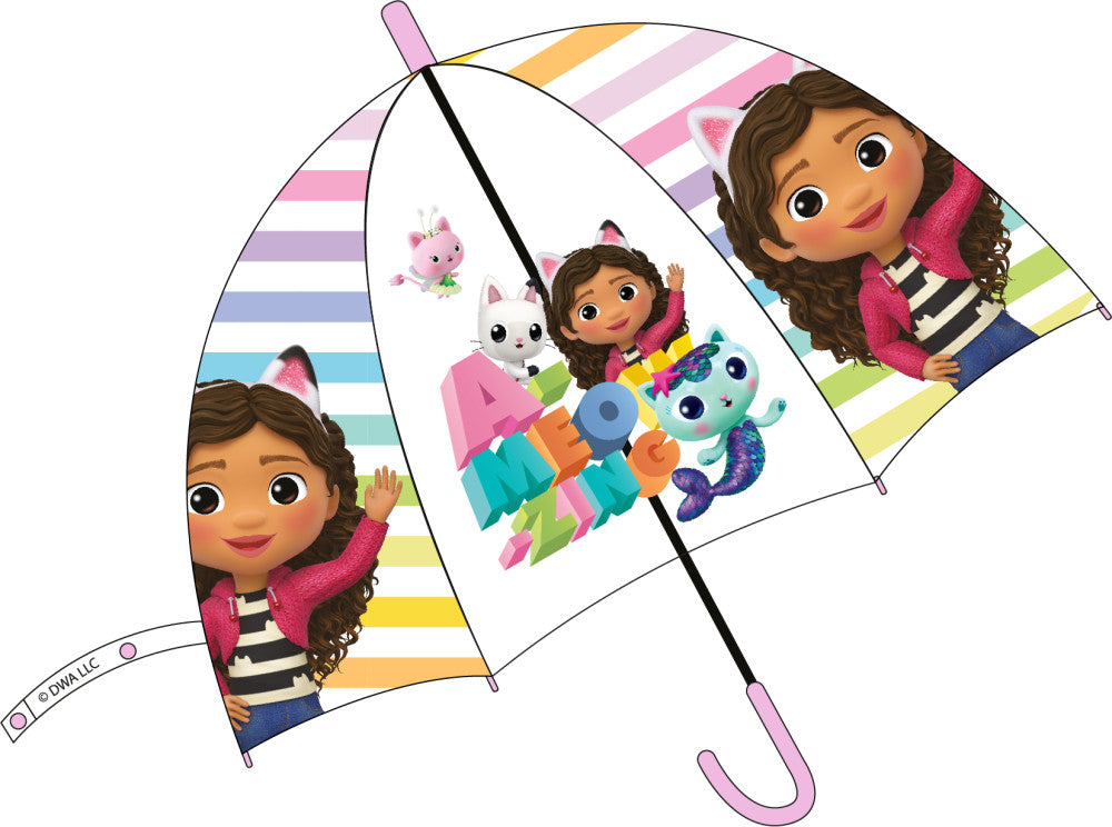 Gabby's Dollhouse A-meozing bērnu pusautomātiskais caurspīdīgais lietussargs √ò74 cm