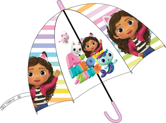 Gabby's Dollhouse A-meozing bērnu pusautomātiskais caurspīdīgais lietussargs √ò74 cm