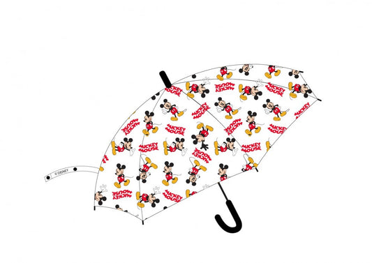 Disney Mickey bērnu pusautomātiskais caurspīdīgais lietussargs √ò74 cm