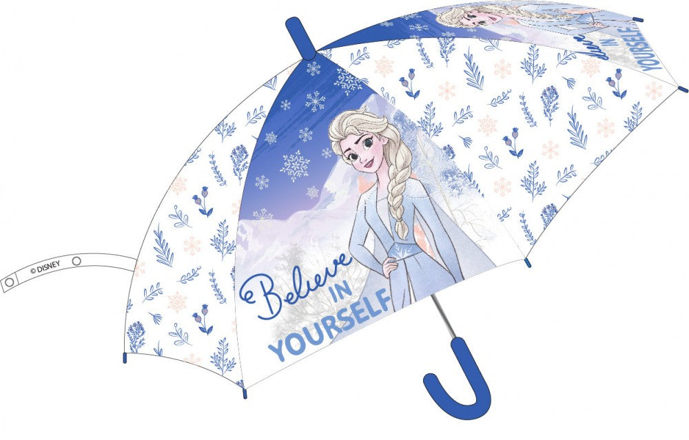 Disney Frozen bērnu pusautomātiskais caurspīdīgais lietussargs √ò74 cm