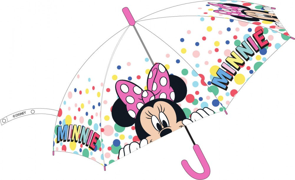 Disney Minnie bērnu pusautomātiskais caurspīdīgais lietussargs √ò74 cm