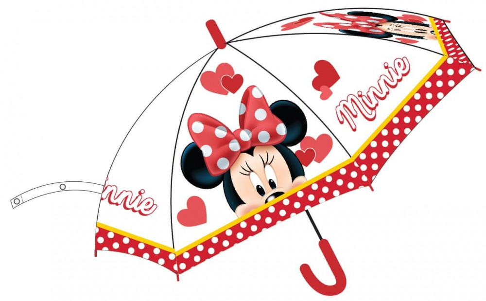 Disney Minnie bērnu caurspīdīgs pusautomātiskais lietussargs √ò69 cm