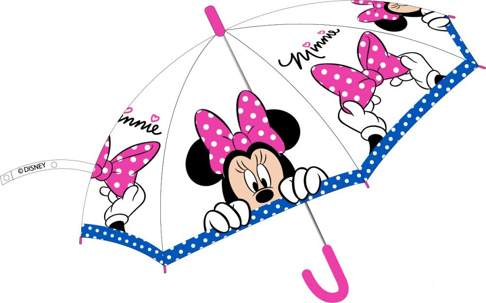 Disney Minnie bērnu pusautomātiskais caurspīdīgais lietussargs √ò74 cm