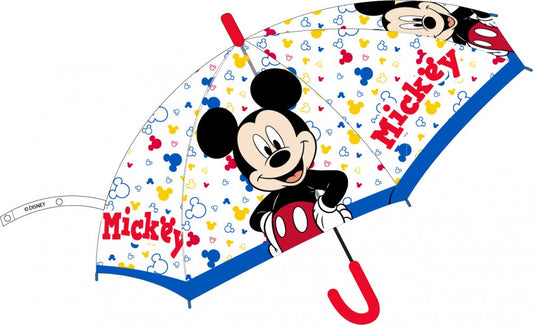 Disney Mickey bērnu pusautomātiskais caurspīdīgais lietussargs √ò74 cm