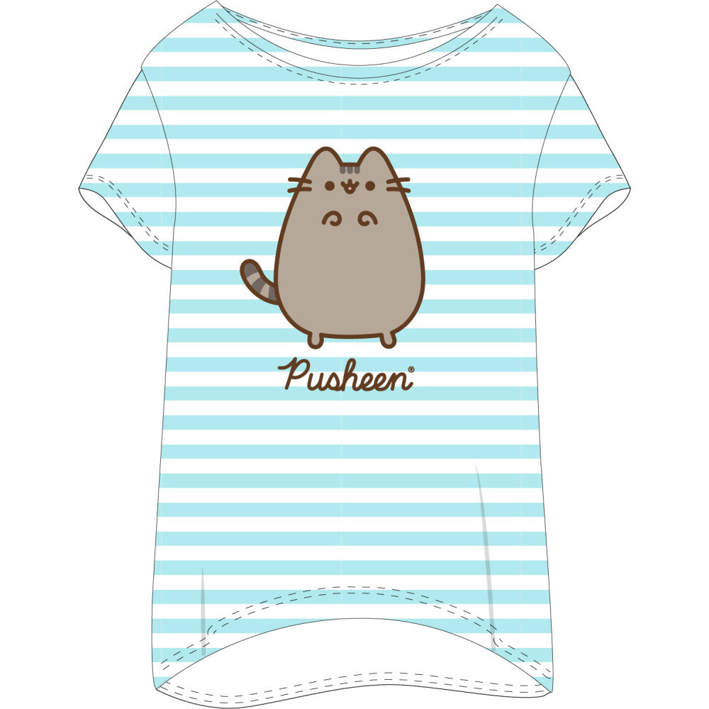 Pusheen svītrains sieviešu īsais naktskrekls S