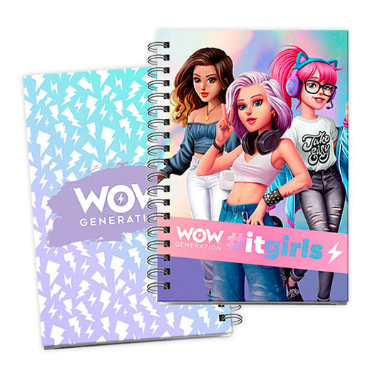 WOW Generation Girls A5 līnijveida piezīmju grāmatiņa ar uzlīmēm
